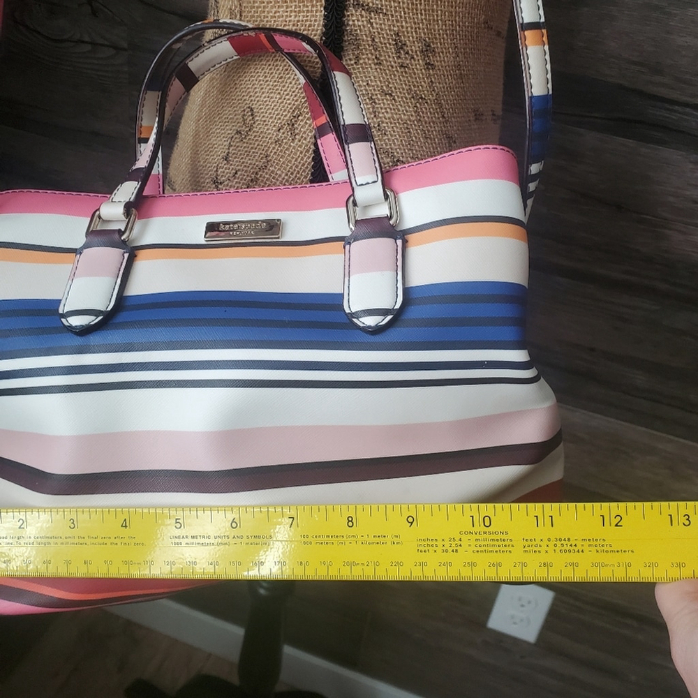 Kate Spade Laurel Way Berber Stripe Pink Tote Crossbody - Picture 13 of 14